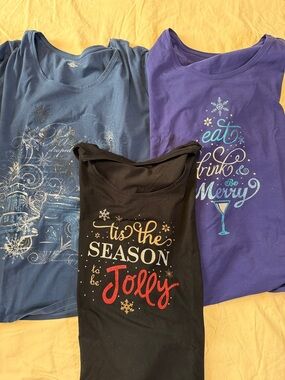Set of 3 festive holiday tops. Catherines 2XL